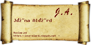 Jóna Alárd névjegykártya